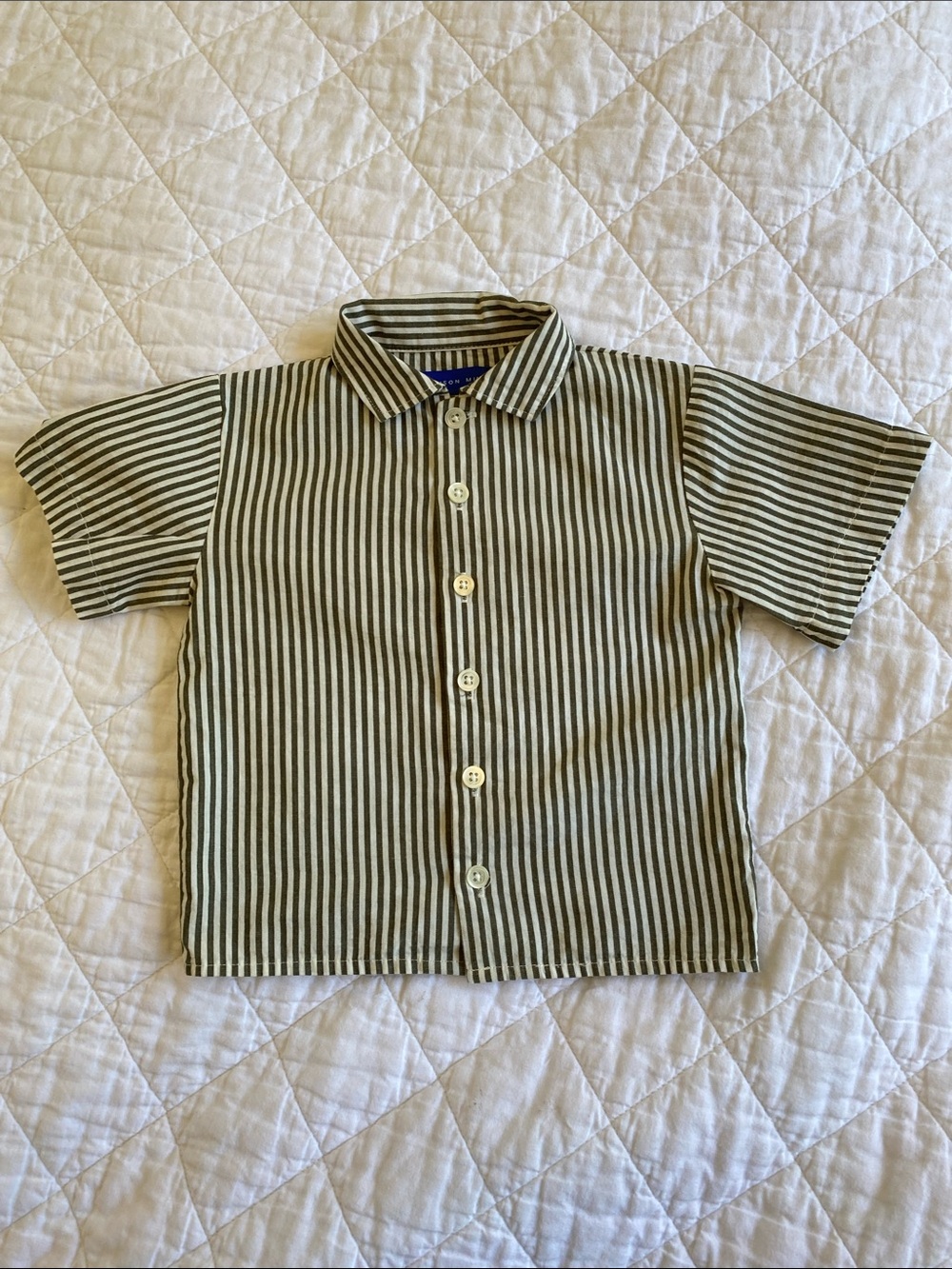 Maison Mini Striped Short Sleeve Collared Shirt